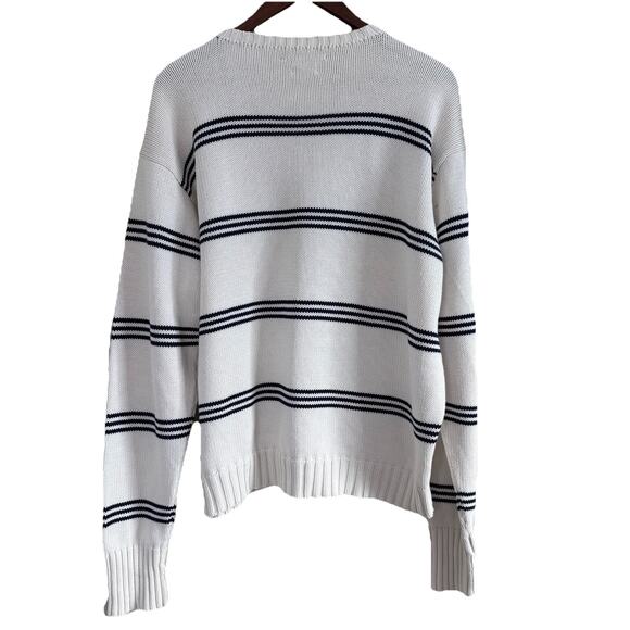 Polo Ralph Lauren White with Blue Stripes Sweater 100% Cotton Men’s Size XL - Picture 4 of 16